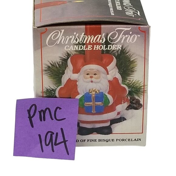 Vintage 90s Holiday Christmas Santa Claus Trio Candle Holder Table Decor - Picture 7 of 7